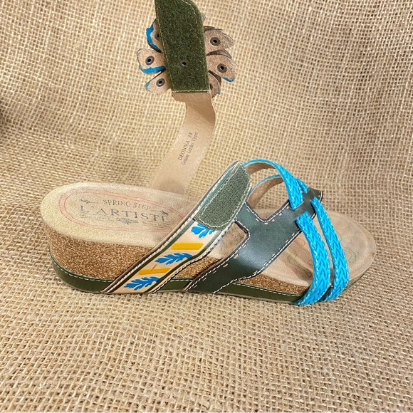 🛑SOLD🛑 Spring Step sandals floral boho leather multicolor brown strappy  7.5 - Picture 9 of 11